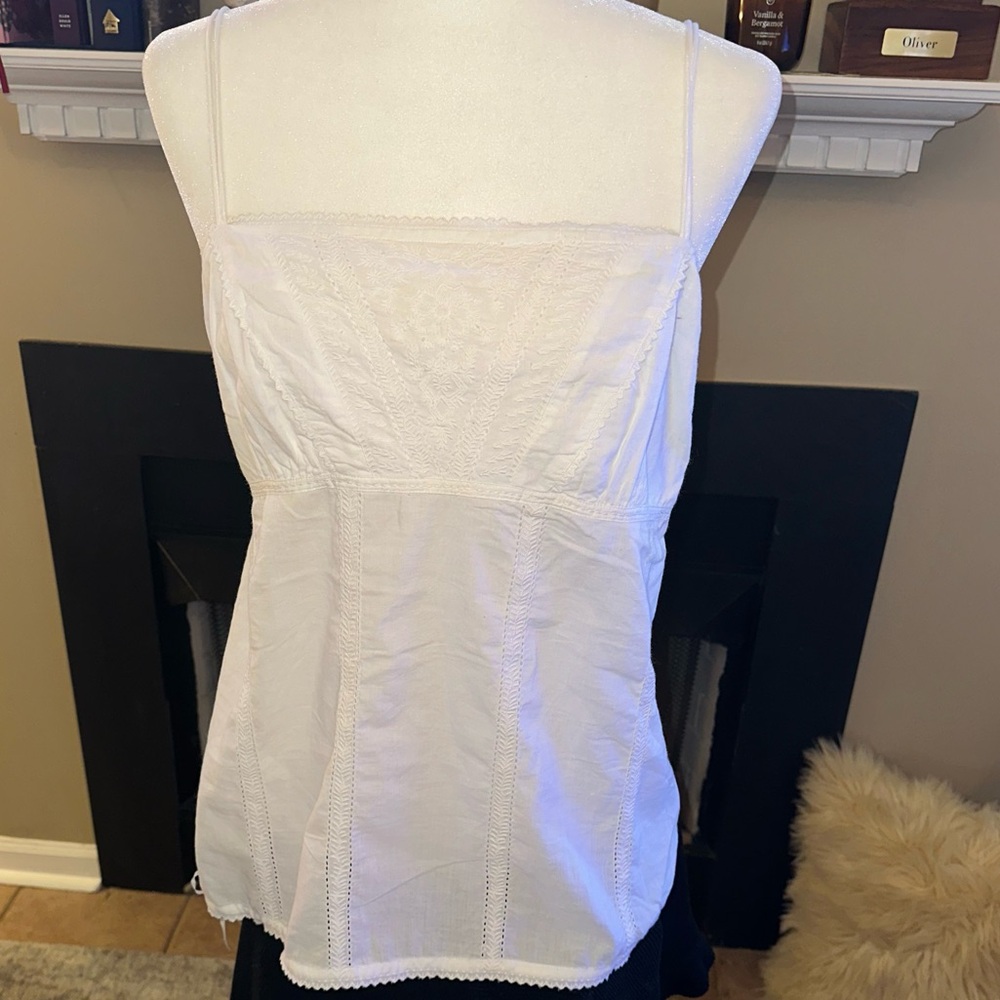American Eagle Outfitters White Embroidered Top Sz XL